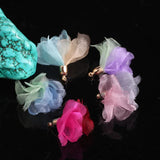 100pcs Mixed 32mm Satin Flower Tassels Earring Findings DIY Jewelry Making