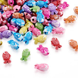 100pcs Mixed Fish Acrylic Beads Sea Animal Series Spacer Charm Beads