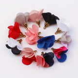 100pcs Mixed Fabric 23mm Flower Tassel Pendants For DIY Crafts