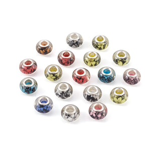 100pcs Mixed Rondelle Large Hole Acrylic European Beads