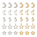 100pcs Mixed Stainless Steel Star Moon Charms Pendant DIY Jewelry Making