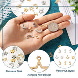 100pcs Mixed Stainless Steel Star Moon Charms Pendant DIY Jewelry Making