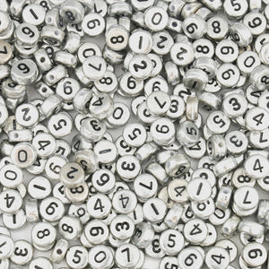 100pcs Mixed Digital Letter Acrylic Beads Round Flat Number Beads