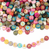 100pcs Mixed Letter Acrylic Beads Round Loose Spacer Beads DIY Bracelet Necklace