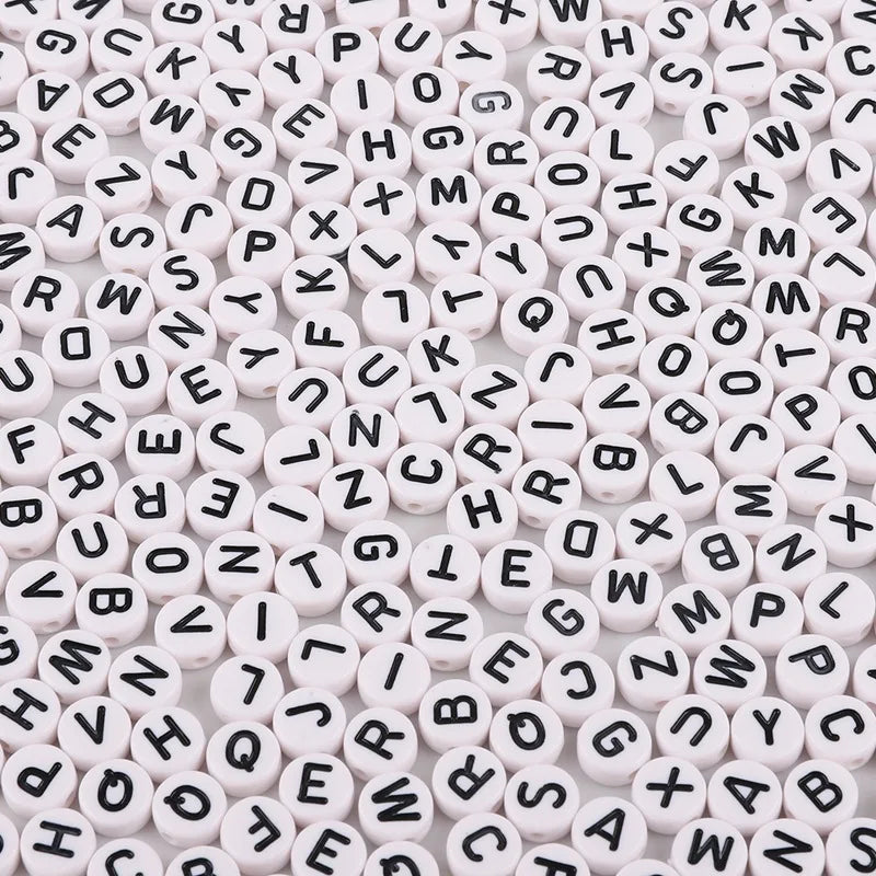 100pcs Mixed Square Alphabet Letter Bead Charms Bracelet Necklace for DIY Craft