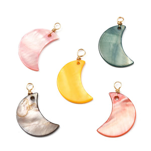 100pcs Freshwater Shell Pendant 18K Plated Findings Moon Dyed for Jewelry Making