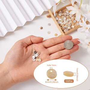100pcs Mother of Pearl Shell Charms for Jewelry Making, 6x1mm