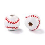 100pcs Natural Wood Beads with Ball Pattern for Jewelry Making