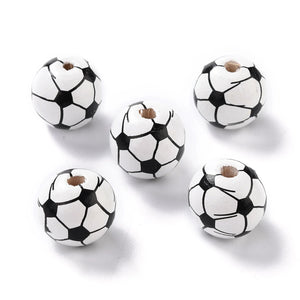 100pcs Natural Wood Beads with Ball Pattern for Jewelry Making