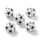 100pcs Natural Wood Beads with Ball Pattern for Jewelry Making