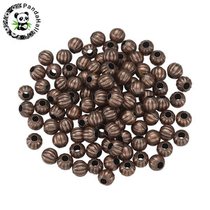 100pcs Pumpkin Iron Spacer Beads 6mm Red Copper Antique