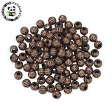 100pcs Pumpkin Iron Spacer Beads 6mm Red Copper Antique