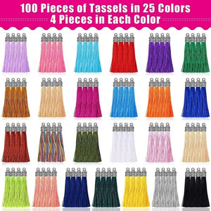 100 Nylon Thread Tassel Pendants with Caps for Resin DIY Crafts