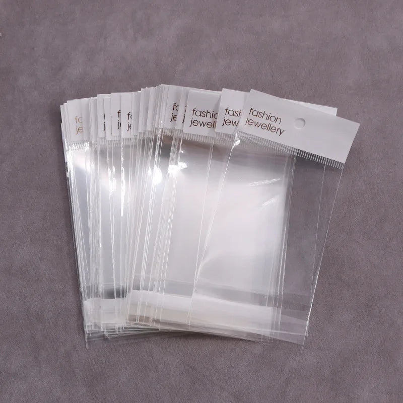 100pc 5*12cm Self Adhesive Clear Plastic Bag for DIY Jewelry Packaging