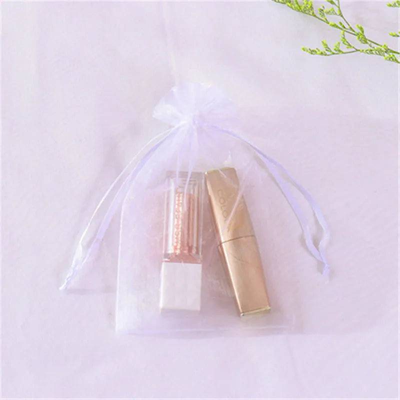 100pcs Organza Bag Solid Jewelry Pouches 7x9cm 9x12cm 10x15cm 13x18cm