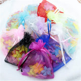 100pcs Organza Bag Solid Jewelry Pouches 7x9cm 9x12cm 10x15cm 13x18cm
