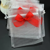 100pcs Organza Bags Bow Drawstring Pouch Jewelry Gift Bag 10x12cm