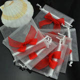 100pcs Organza Bags Bow Drawstring Pouch Jewelry Gift Bag 10x12cm