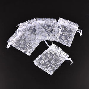 100pcs Organza Bags Plum Pattern Candy Jewelry Packaging Display Pouches