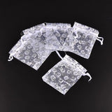 100pcs Organza Bags Plum Pattern Candy Jewelry Packaging Display Pouches