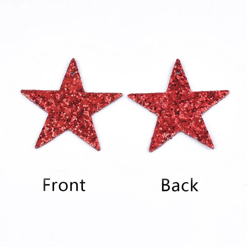100pcs Christmas Theme PU Leather Pendants with Glitter Sequins