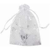 100pcs Butterfly Organza Bags Drawstring Pouch Christmas Wedding Voile Bag