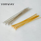 100pcs Gold/ Silver Head Pins 40mm, Plated Brass Headpins, 0.7mm T-Pins