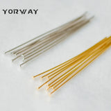 100pcs Gold/ Silver Head Pins 40mm, Plated Brass Headpins, 0.7mm T-Pins