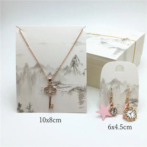 100pcs Vintage Ink Painting Necklace Earring Display Cards Set