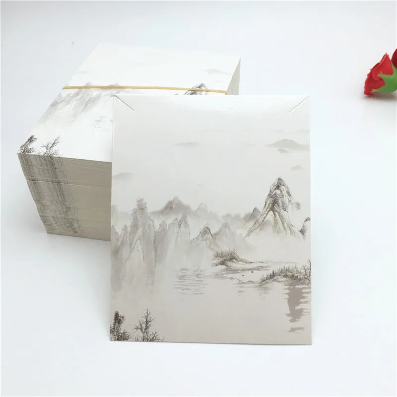 100pcs Vintage Ink Painting Necklace Earring Display Cards Set