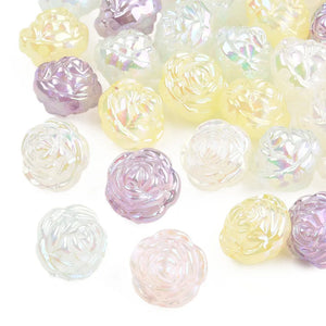100pcs Acrylic Rose Flower Bead Mix for DIY Jewelry Making