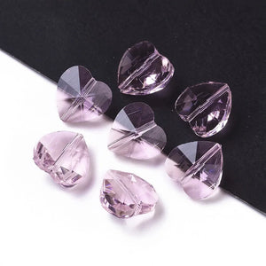100pcs Pink Glass Heart Beads Jewelry Making DIY 14mm