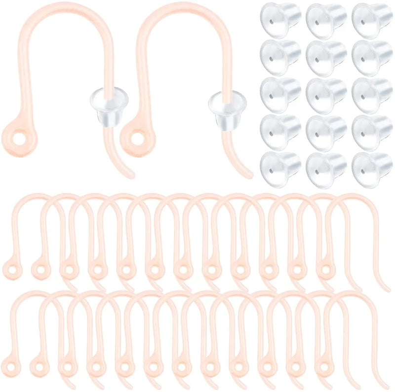 100pcs Plastic Earring Hooks with Safety Backs for DIY Jewelry Making