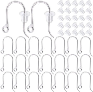 100pcs Plastic Earring Hooks with Safety Backs for DIY Jewelry Making