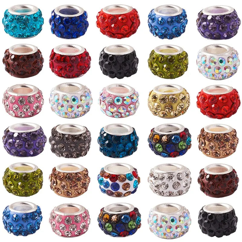 100pcs Polymer Clay Rhinestone Bead European Beads Spacer Beads