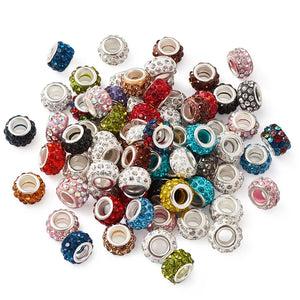 100pcs Polymer Clay Rhinestone Bead European Beads Spacer Beads