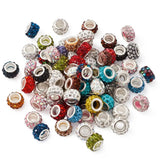 100pcs Mixed Polymer Clay Rhinestone European Rondelle Beads Large Hole Beads