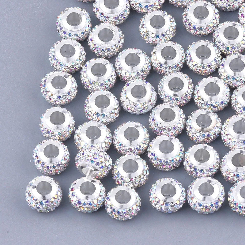 100pcs Polymer Clay Rhinestones European Beads Charm Bead