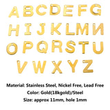 100pcs Gold-Plate Stainless Steel Letter Charms for DIY Jewelry Making