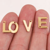 100pcs Gold-Plate Stainless Steel Letter Charms for DIY Jewelry Making