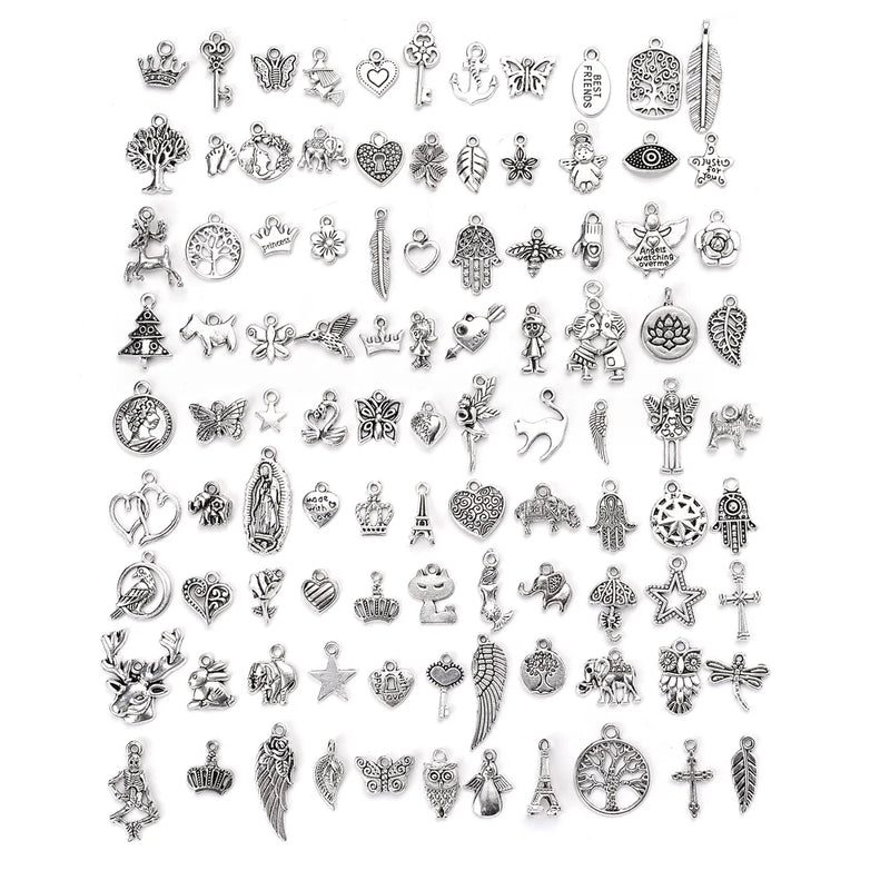 100pcs Random Mix Metal Charms for DIY Bracelet Keychain