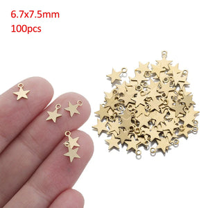 100pcs Raw Brass Star Geometry Charms for DIY Jewelry Making