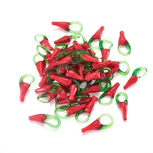 100pcs Red Pepper Lampwork Pendants Charms DIY Jewelry Making