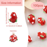 100pcs Red Strawberry Beads Charm Glass Spacer Bead DIY Jewelry Making