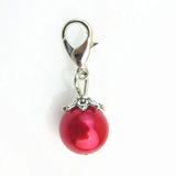 100pcs Red pearl Floating Dangle Charms With Lobster Clasp Pendants