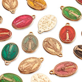 100pcs Enamel Oval Pendants Golden Plated for Necklace Making