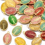 100pcs Enamel Oval Pendants Golden Plated for Necklace Making