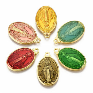 100pcs Enamel Oval Pendants Golden Plated for Necklace Making