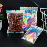 100pcs Iridescent Laser Zip Lock Bags Cosmetics Jewelry Holographic Pouch
