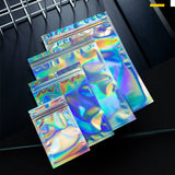 100pcs Iridescent Laser Zip Lock Bags Cosmetics Jewelry Holographic Pouch
